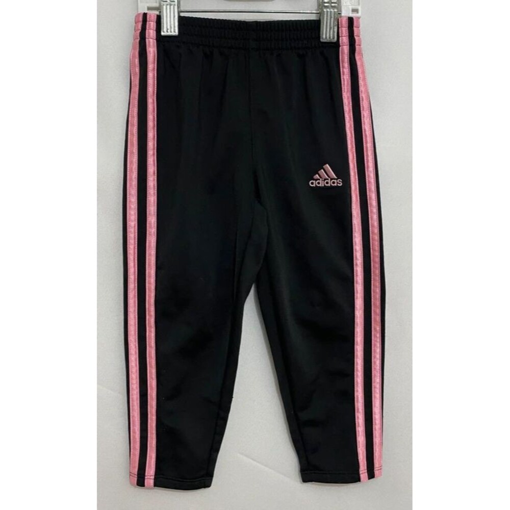 Adidas Toddler Girls 3T Black Pink 3 Stripe Jogger Track Pants
